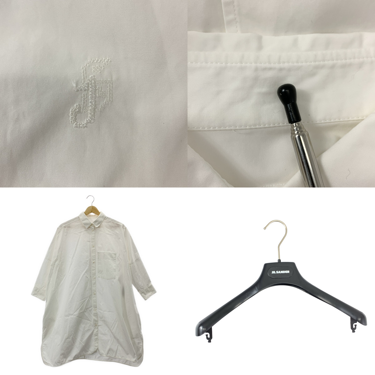 JIL SANDER / ジルサンダー コットン エンブロイダリーワンポイントロゴ ポケット付き オーバー シャツ ワンピース