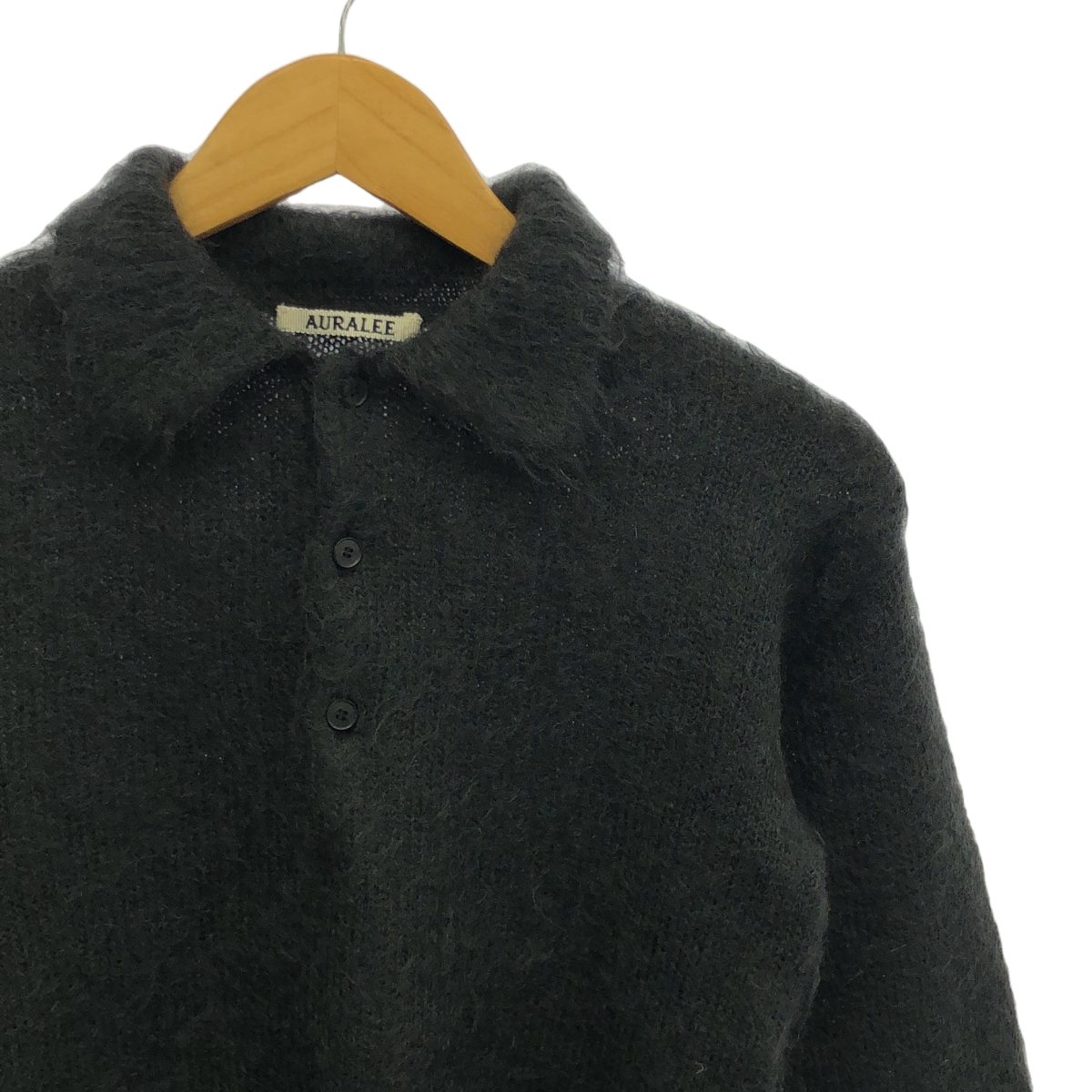 AURALEE / オーラリー BRUSHED SUPER KID MOHAIR KNIT SHORT POLO ブラッシュド スーパーキッド モヘヤニット ショート ポロシャツ