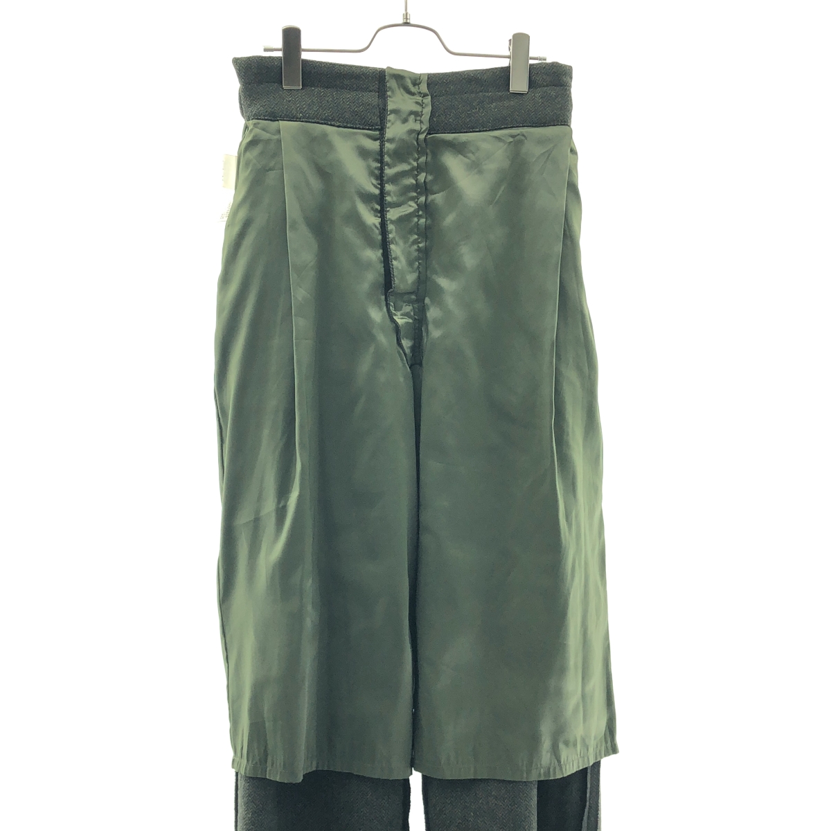 その他 ウール ヘリンボーン ベルテッド タック パンツ / 裏地付き