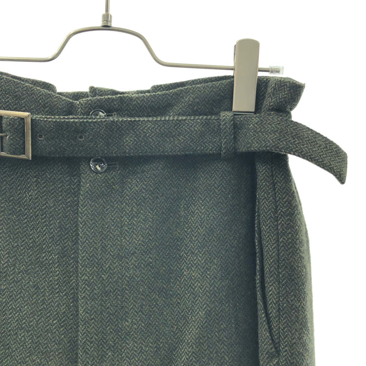 その他 ウール ヘリンボーン ベルテッド タック パンツ / 裏地付き