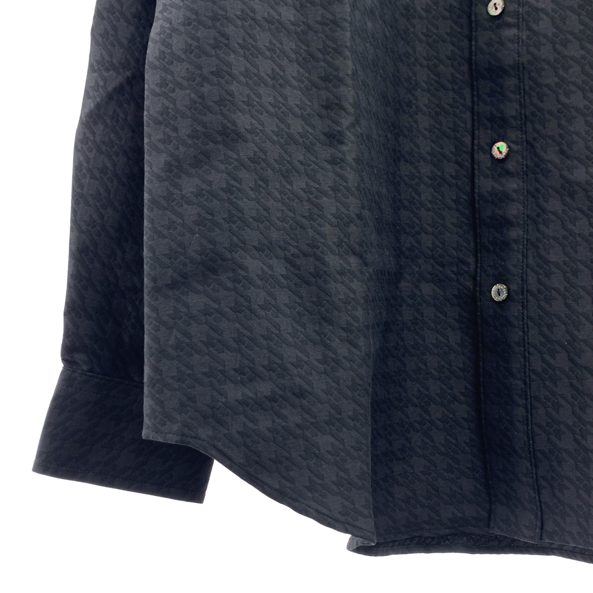 その他 総柄 ジャガード ロゴボタン シャツ ブラウス