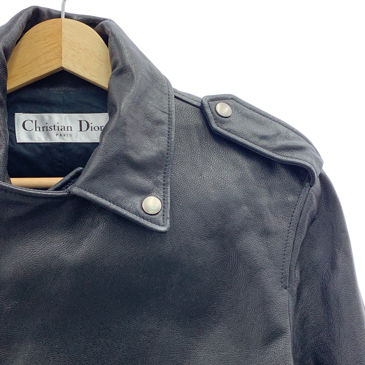 Christian Dior / クリスチャンディオール Bee刺しゅう バックスタッズ装飾 ライダースレザージャケット