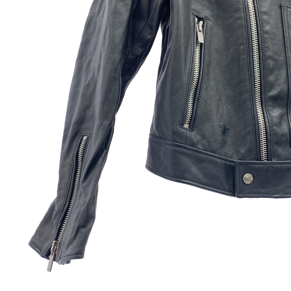 Christian Dior / クリスチャンディオール Bee刺しゅう バックスタッズ装飾 ライダースレザージャケット