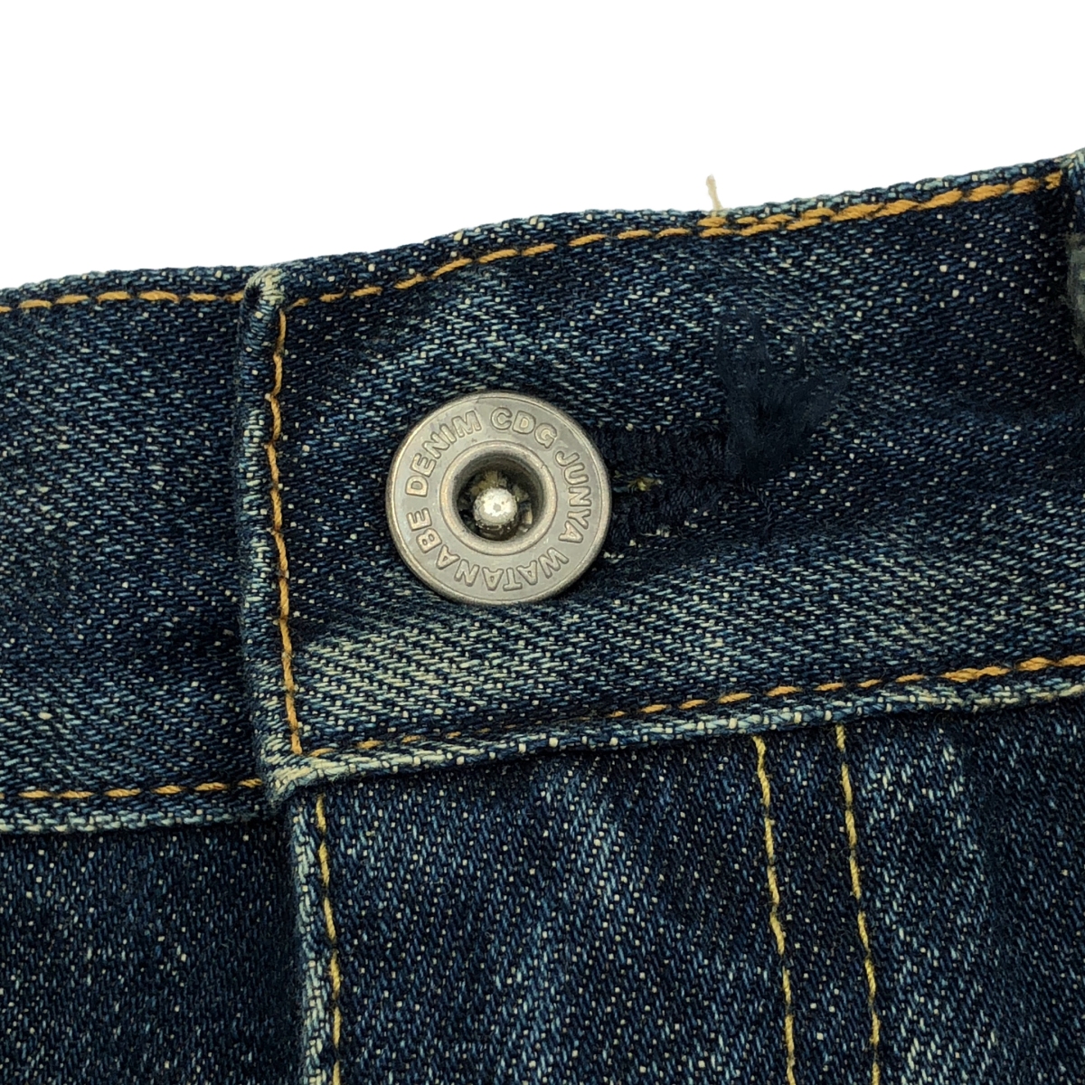 JUNYA WATANABE COMME des GARCONS / ジュンヤワタナベ 異素材 切替 再構築  バックドッキング レザーパッチ セルビッチ デニム スカート