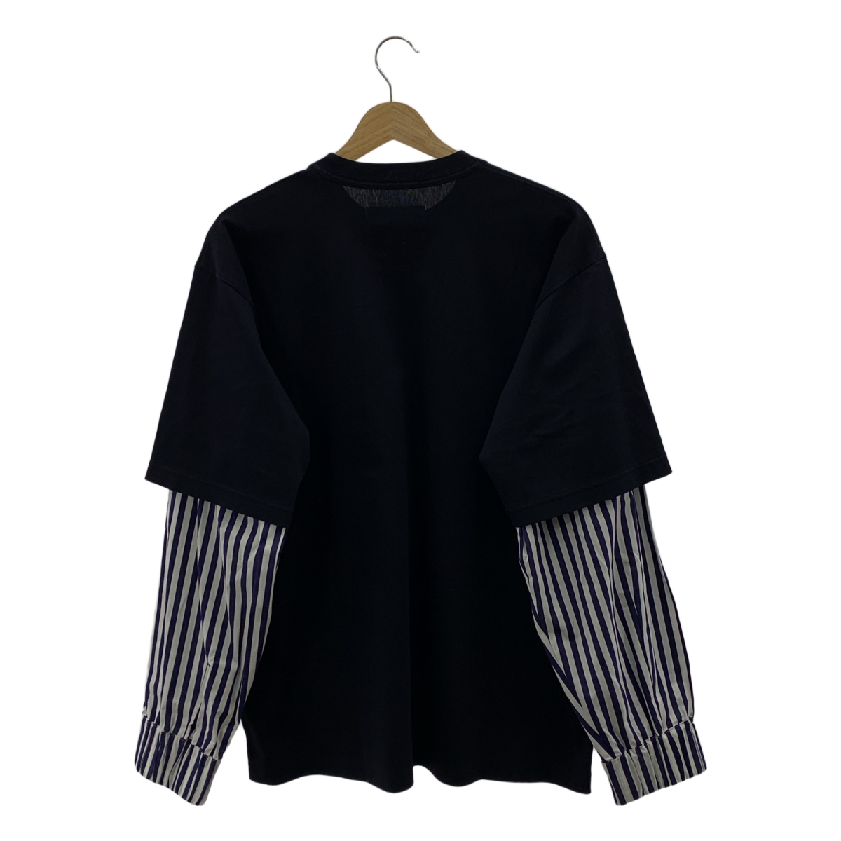 sacai / サカイ Cotton Poplin Cotton Jersey T-Shirt ストライプ レイヤード サイドスナップボタン Tシャツ