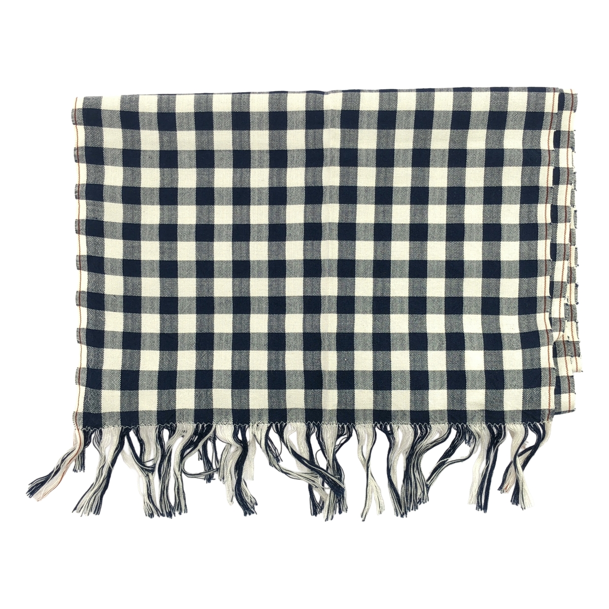 MARGARET HOWELL / マーガレットハウエル シルク100% チェック フリンジ ストール