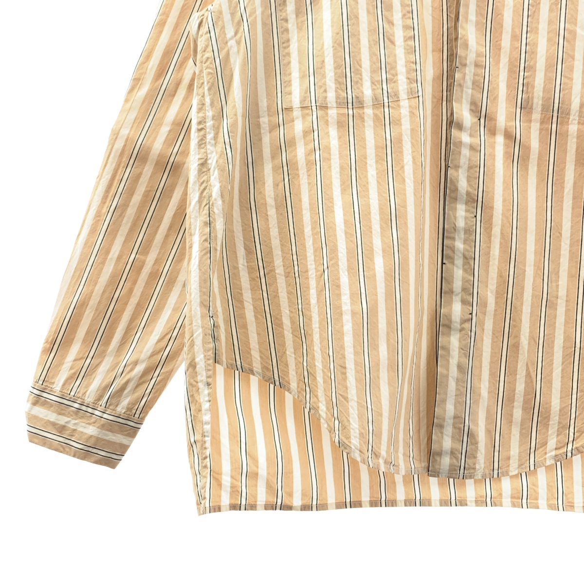 SUNSEA / サンシー PAJAMA ZIP SHIRT コットン シルク ストライプ シャツ