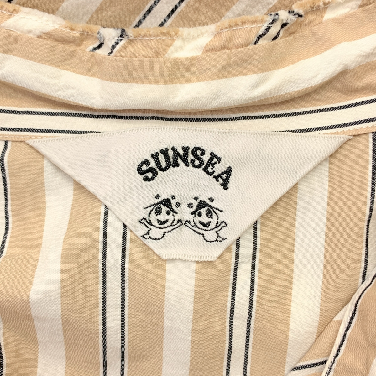 SUNSEA / サンシー PAJAMA ZIP SHIRT コットン シルク ストライプ シャツ