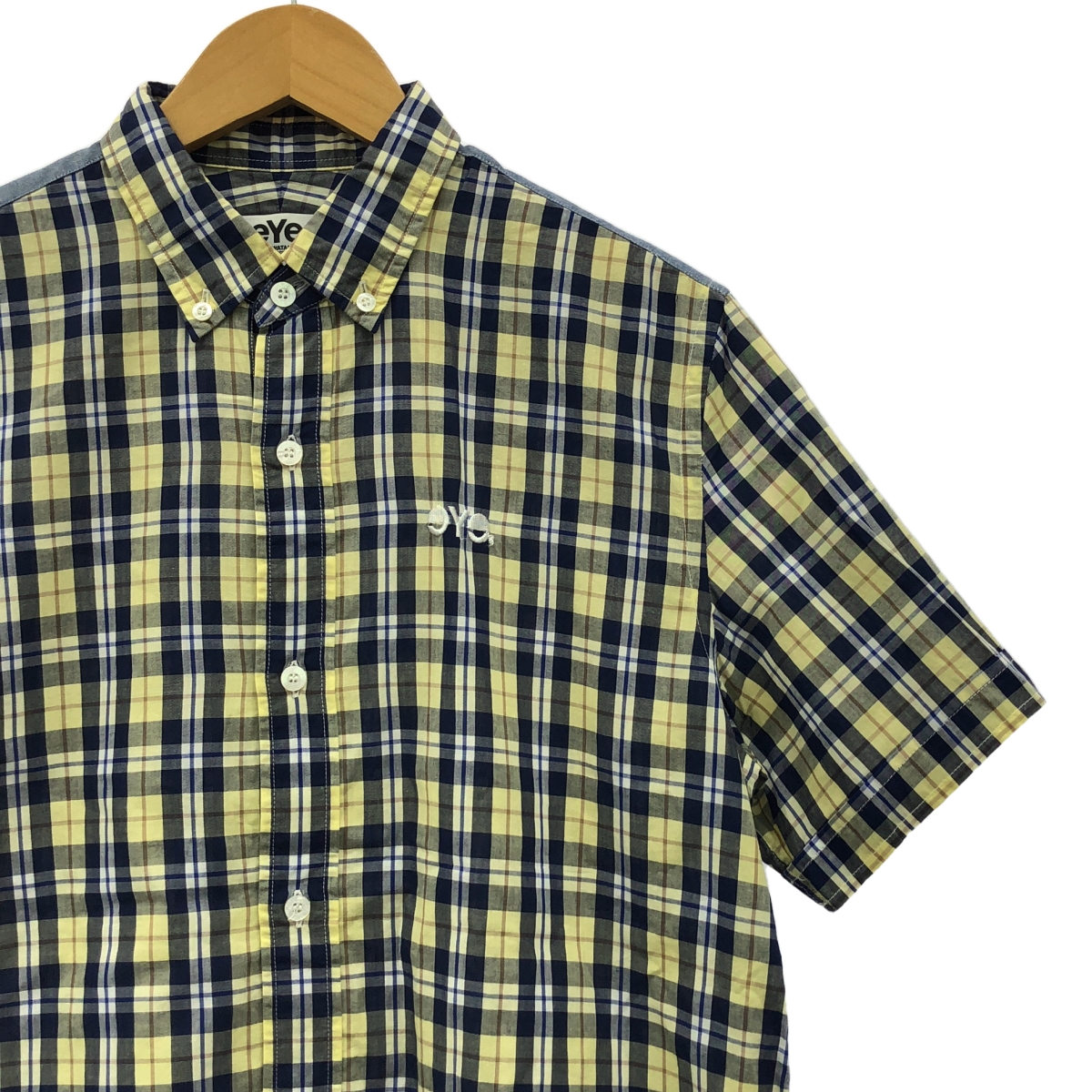 eye JUNYA WATANABE COMME des GARCONS MAN / アイジュンヤワタナベ マン シャンブレー切替 チェック ロゴ ボタンダウンシャツ