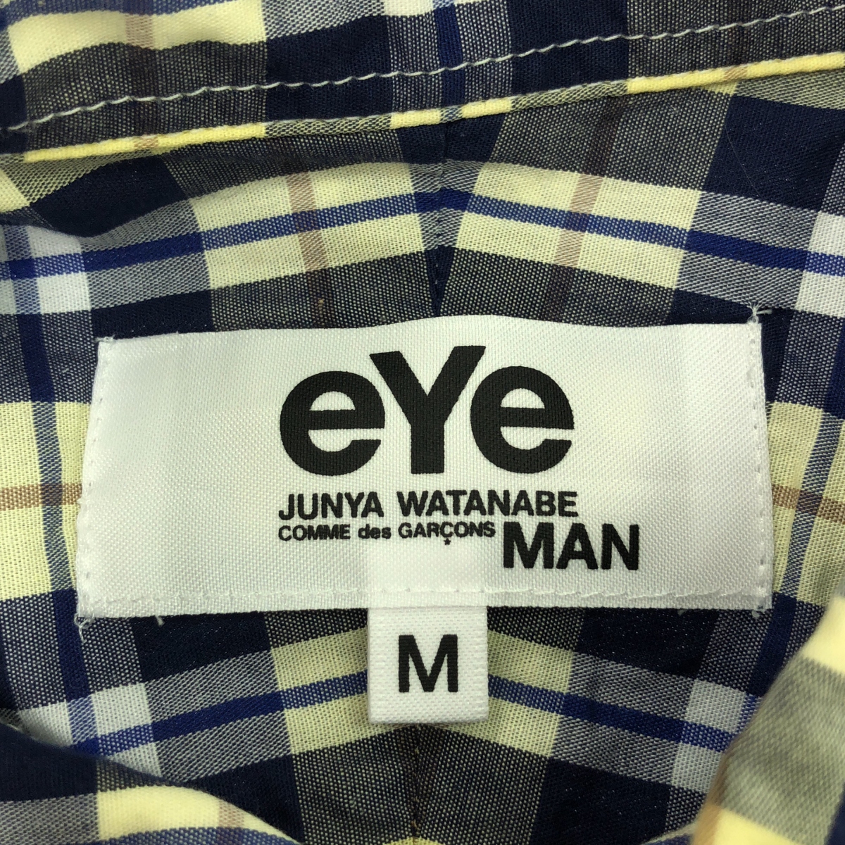eye JUNYA WATANABE COMME des GARCONS MAN / アイジュンヤワタナベ マン シャンブレー切替 チェック ロゴ ボタンダウンシャツ