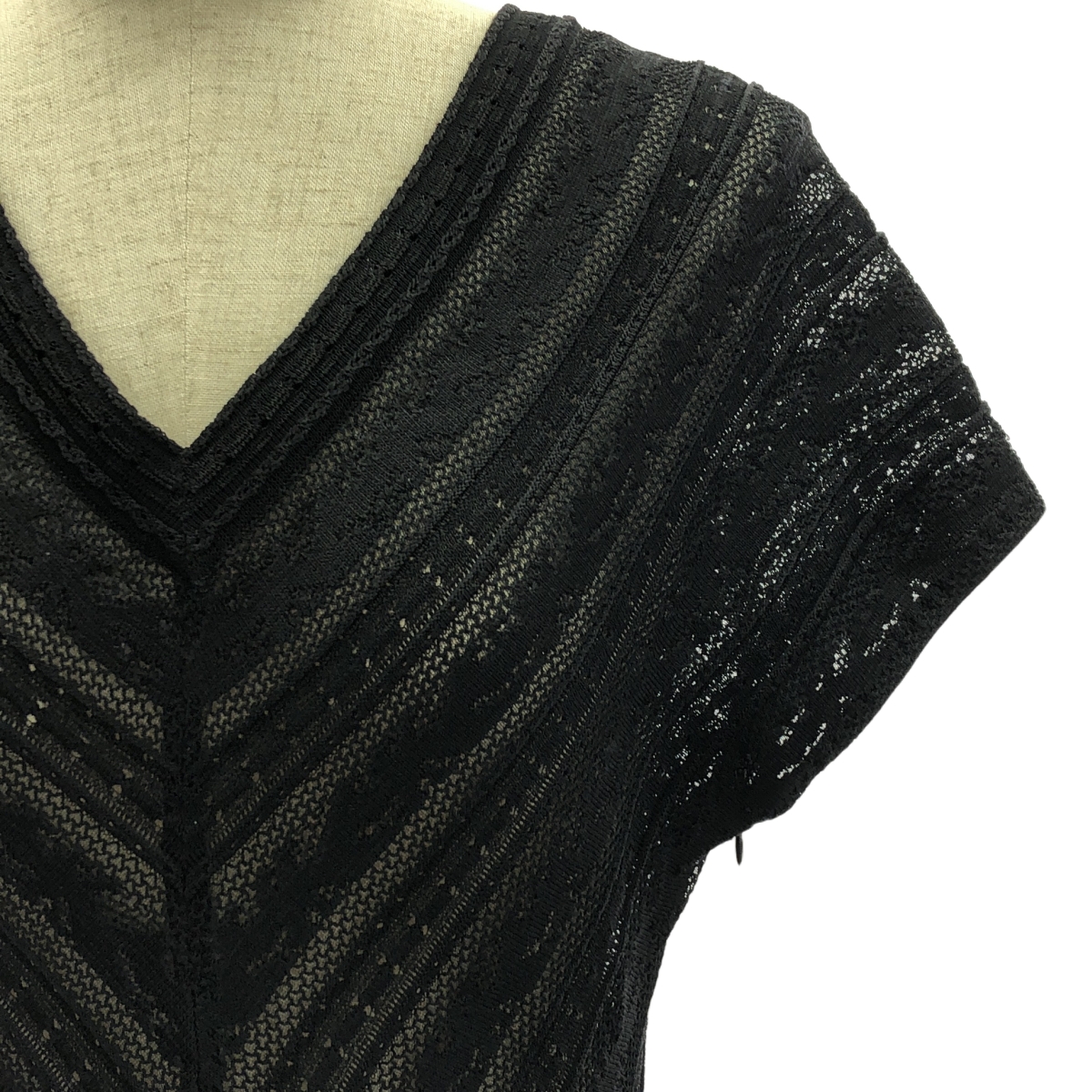 ALAIA / アライア Vネック レース フレア ワンピース