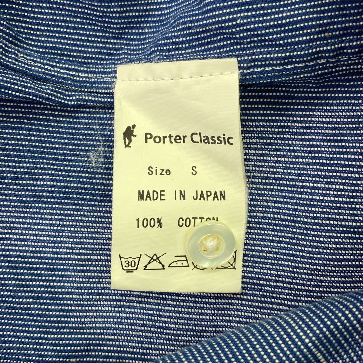 PORTER CLASSIC / ポータークラシック シェルボタン ストライプ シャツ