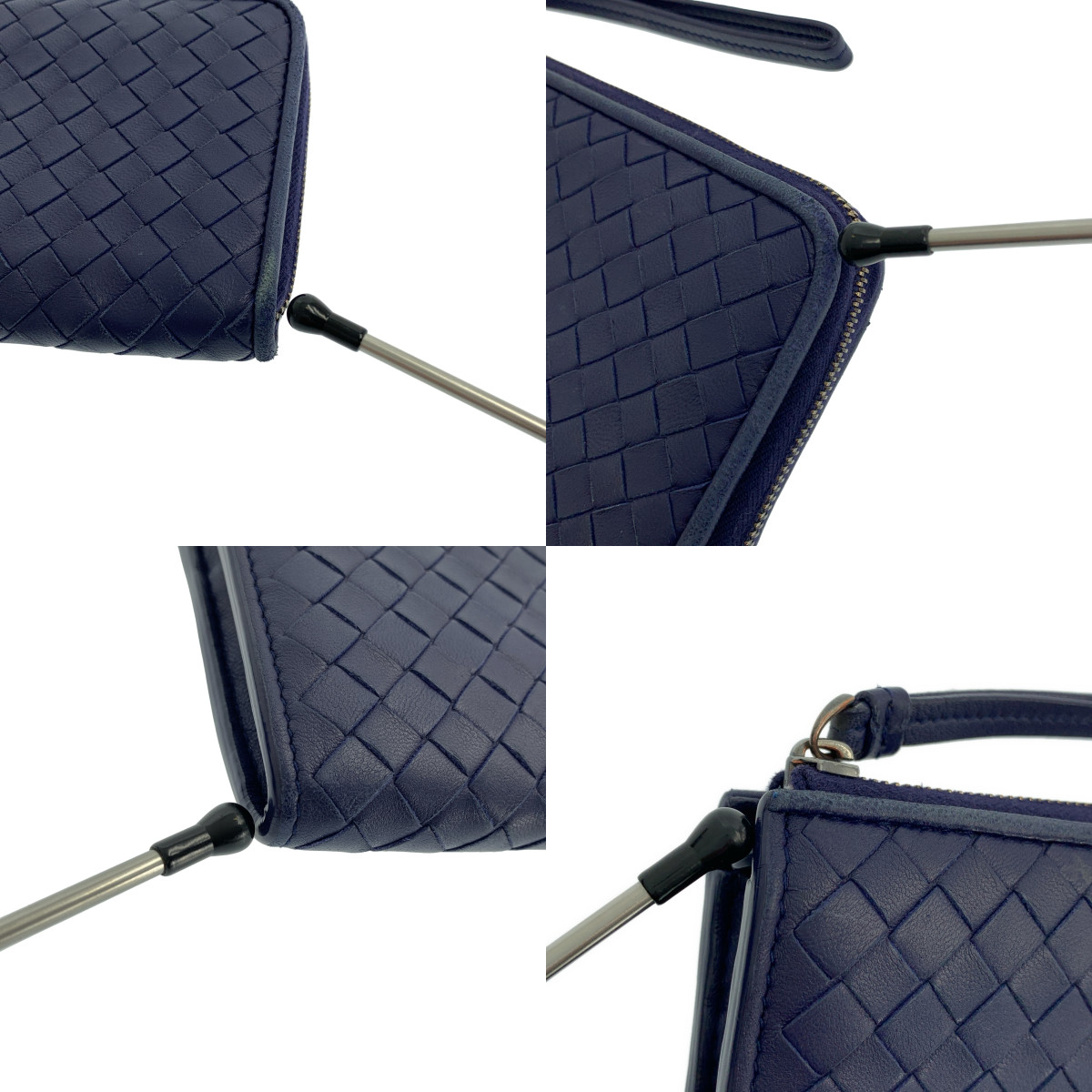 BOTTEGA VENETA / ボッテガヴェネタ レザー ラウンドジップ イントレチャート ロングウォレット