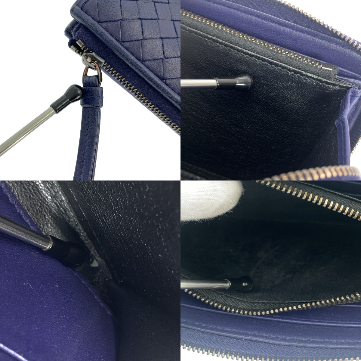 BOTTEGA VENETA / ボッテガヴェネタ レザー ラウンドジップ イントレチャート ロングウォレット