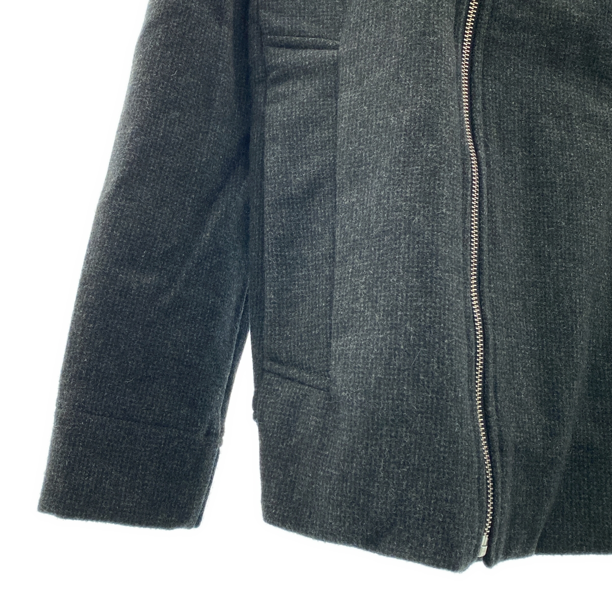 STEPHAN SCHNEIDER / ステファンシュナイダー ウール混 フーデッド ジップアップ ライダースジャケット