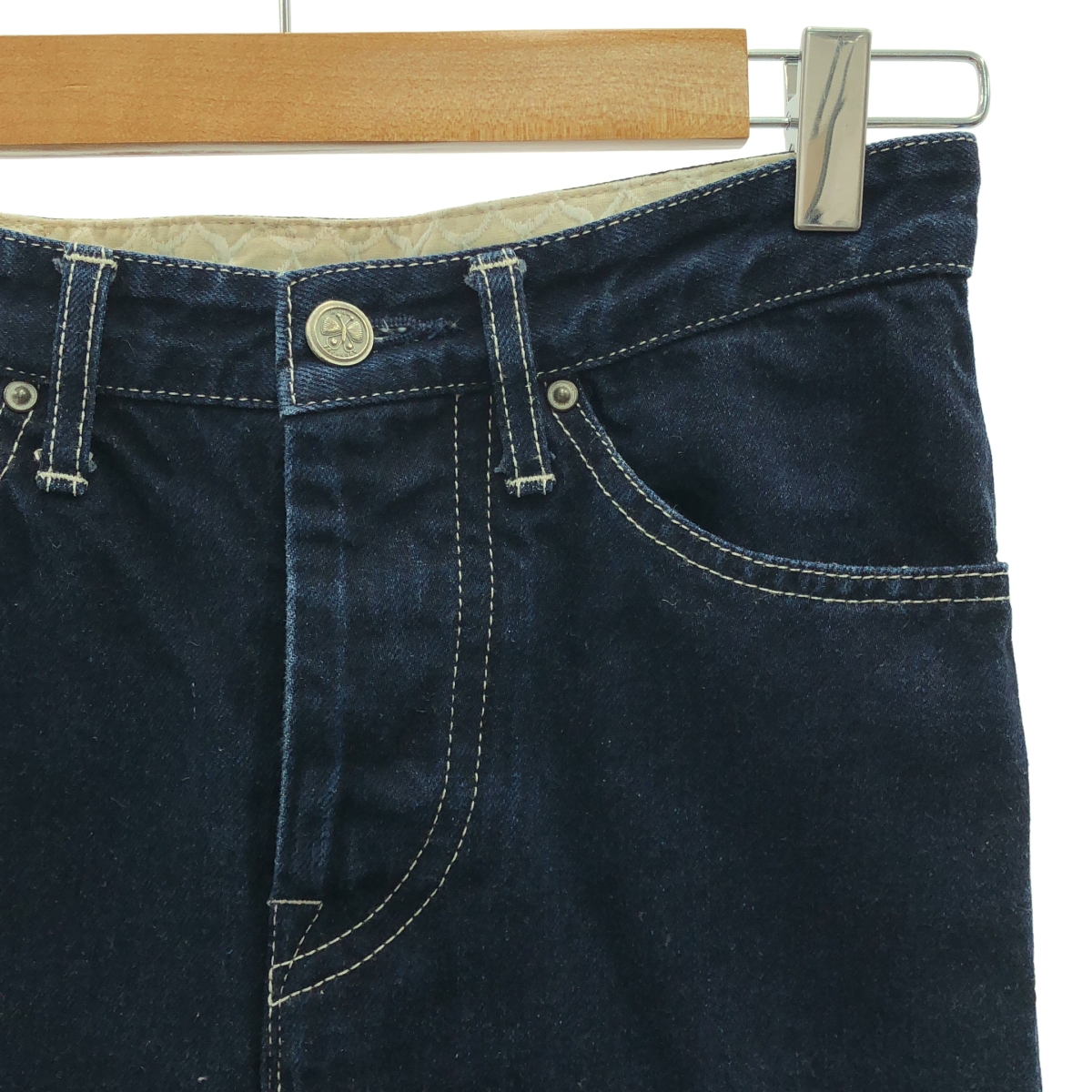 mina perhonen / ミナペルホネン always / オールウェイズ レザーパッチ セルビッチ デニムパンツ