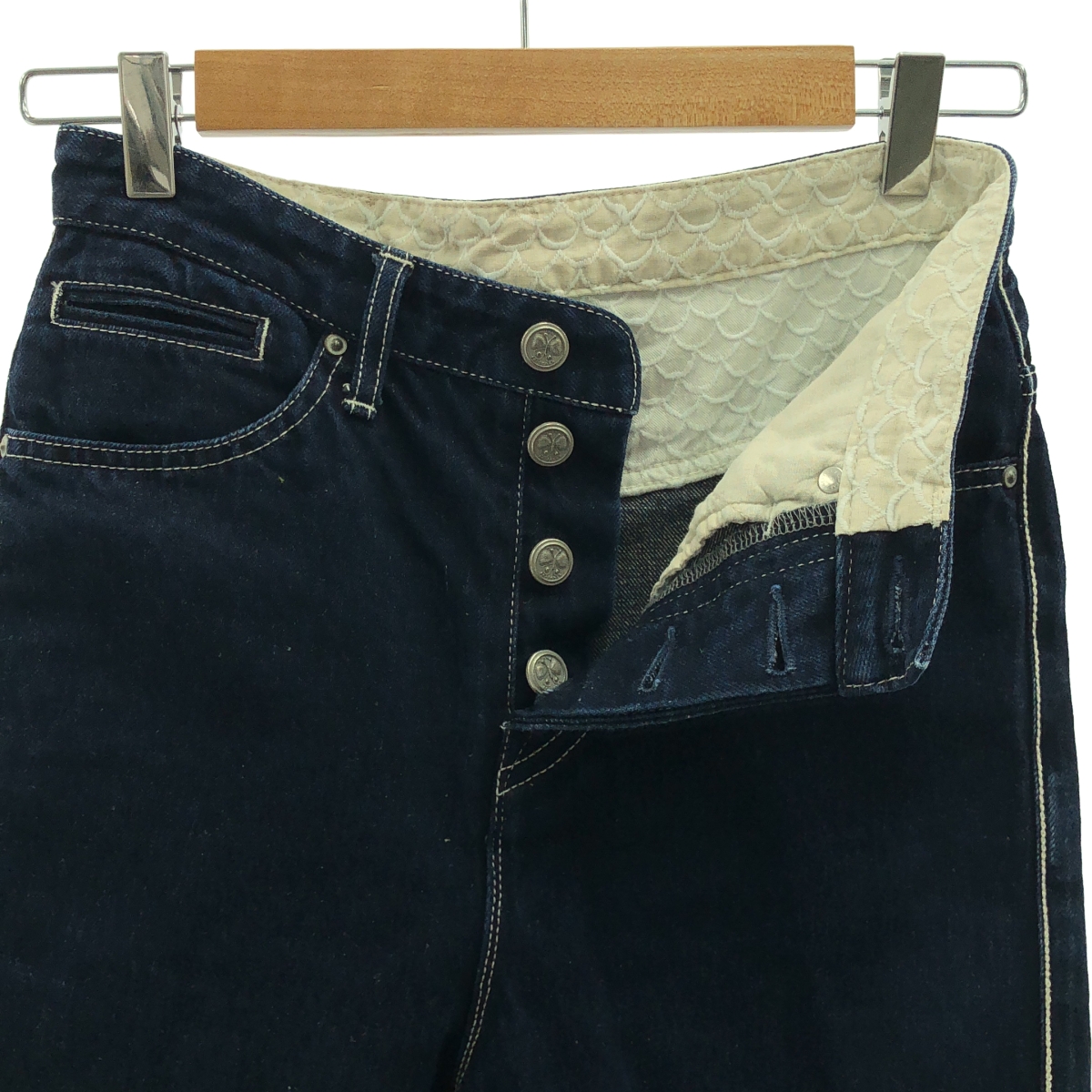 mina perhonen / ミナペルホネン always / オールウェイズ レザーパッチ セルビッチ デニムパンツ