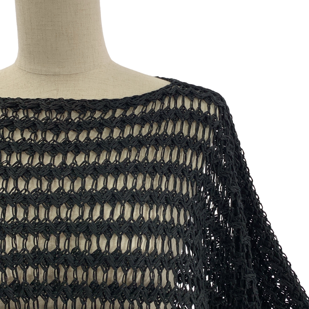 JUNYA WATANABE COMME des GARCONS / ジュンヤワタナベ コットン 変形 編み込み フリンジ ポンチョ ニット プルオーバー