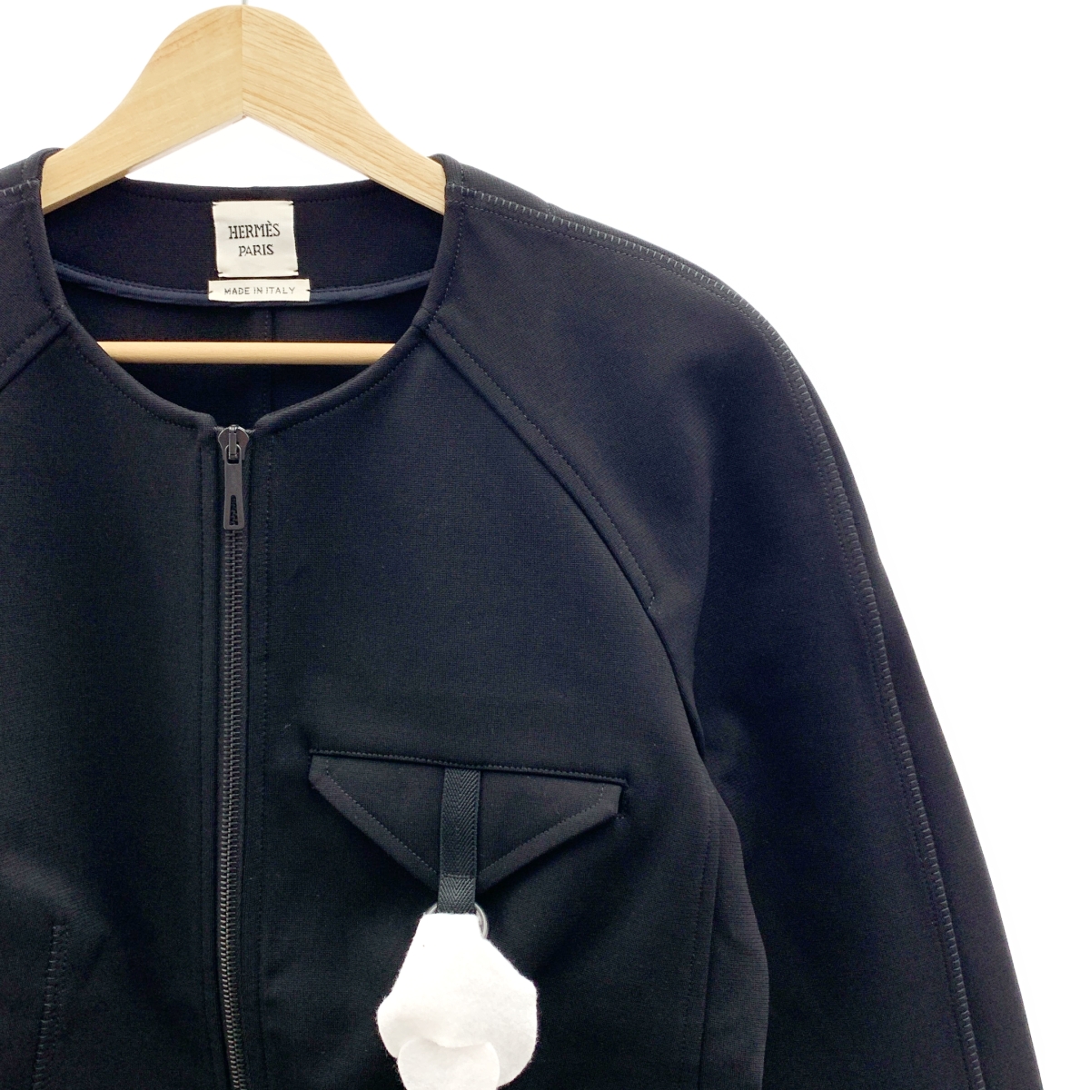 HERMES / エルメス レーヨンストレッチ ノーカラー ジップアップジャケット