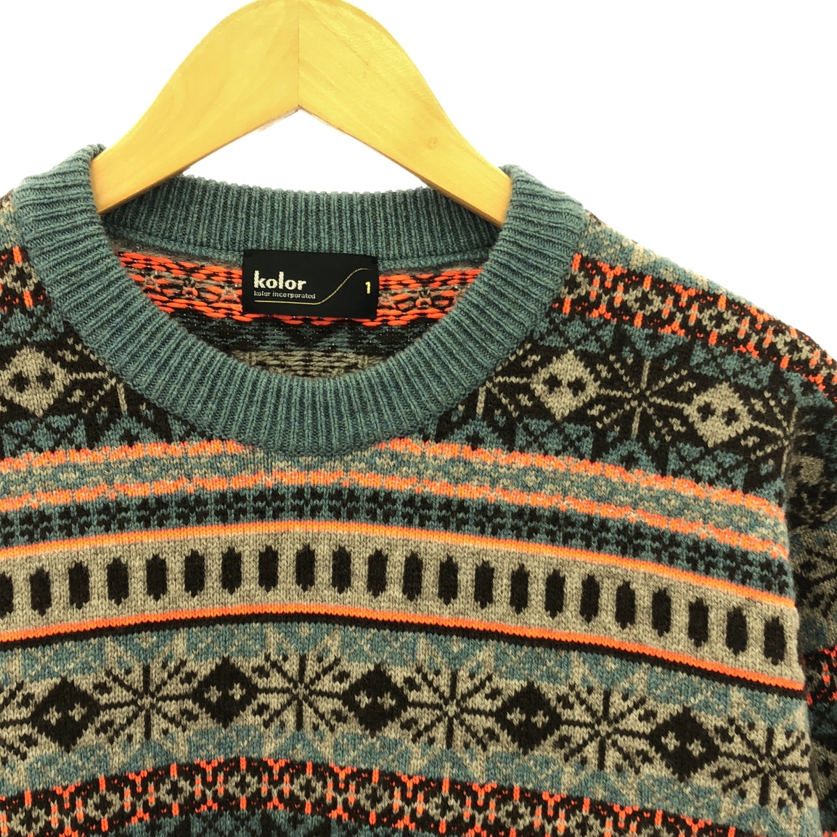 kolor / カラー Patchwork Fair Isle Sweater パッチワーク フェアアイル ニット