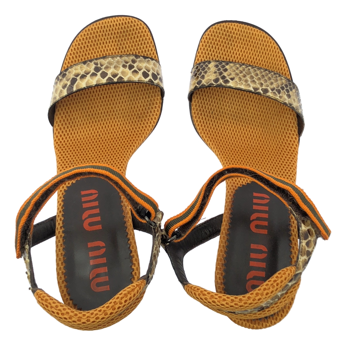 miu miu / ミュウミュウ パイソン柄 ストラップ ヒールサンダル