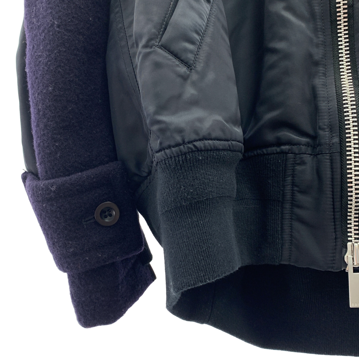 sacai / サカイ ×Gloverall / ウール ナイロン ドッキング ボンバージャケット