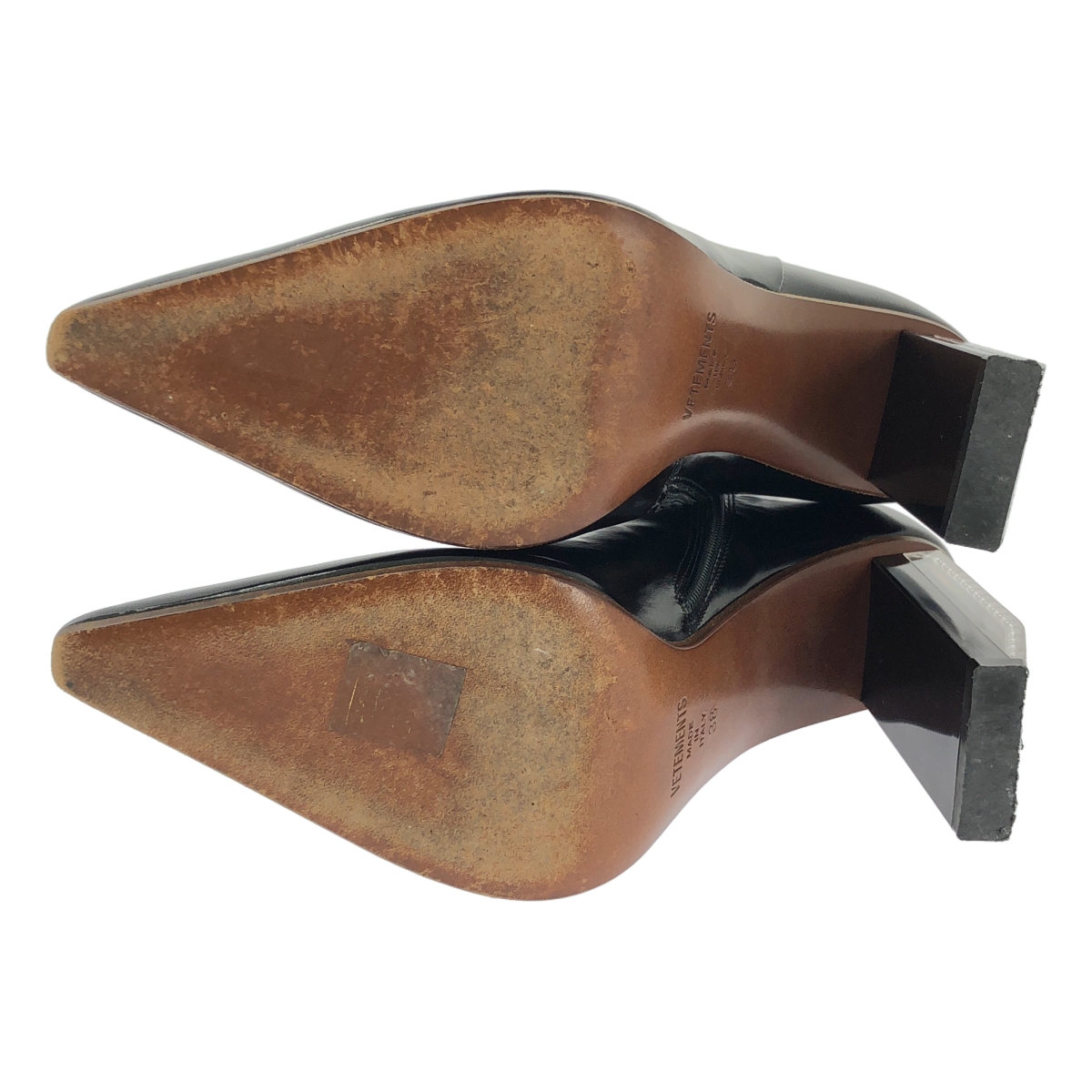 VETEMENTS / ヴェトモン Reflector-heel leather ankle boots / レザー リフレクター ブーツ