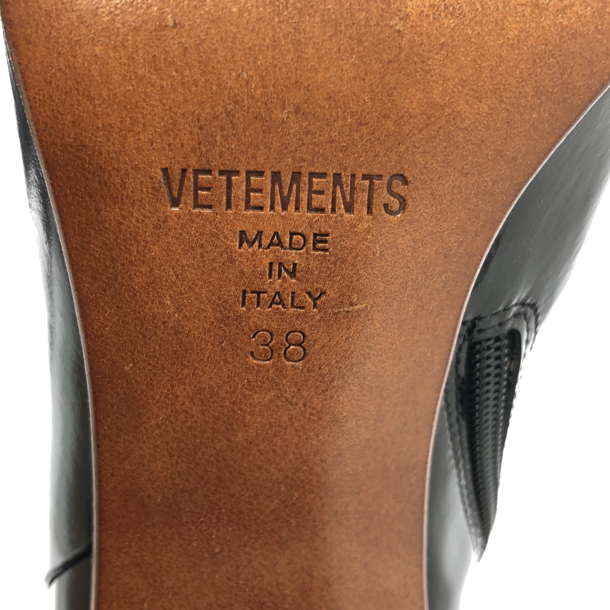 VETEMENTS / ヴェトモン Reflector-heel leather ankle boots / レザー リフレクター ブーツ