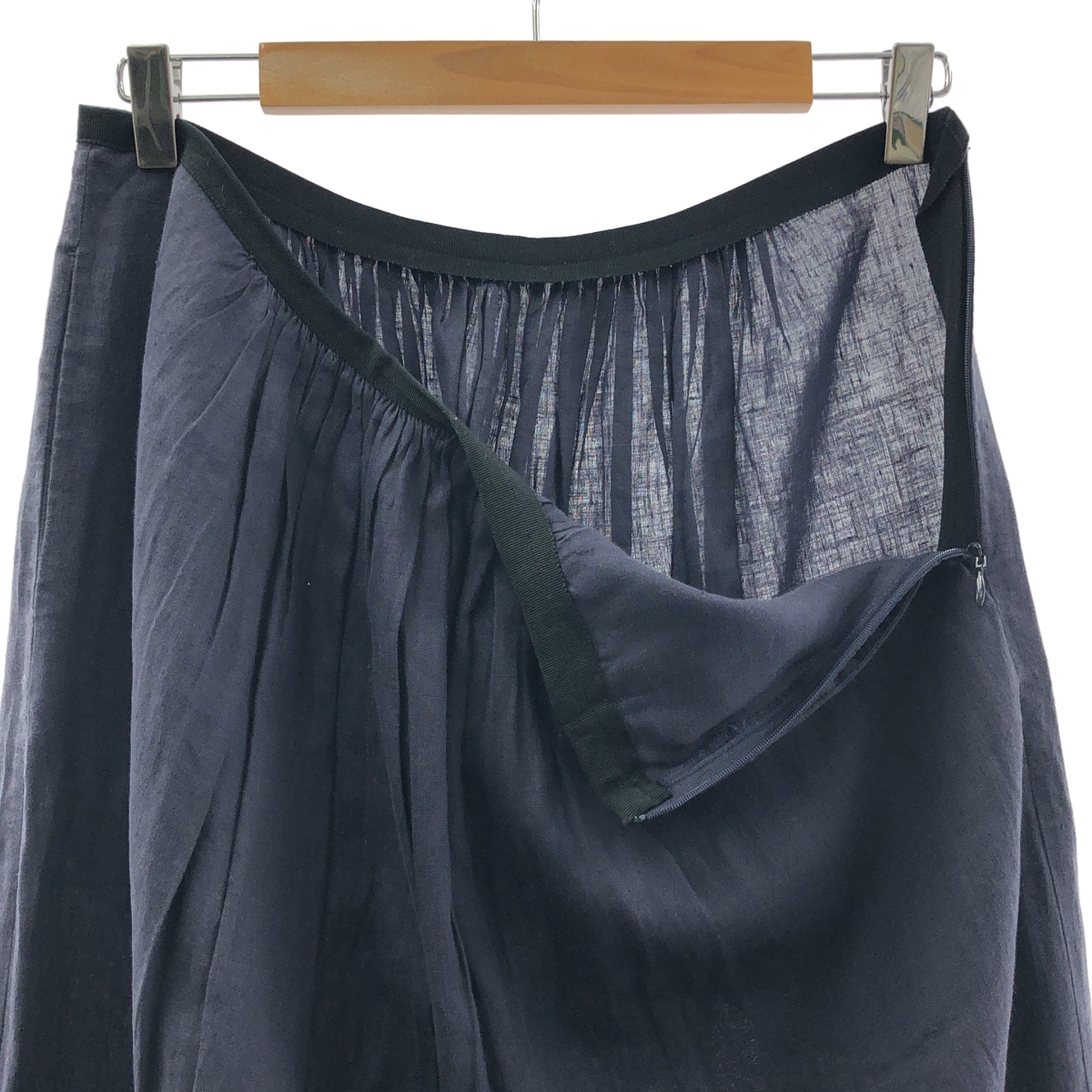 MARGARET HOWELL / マーガレットハウエル リネン ギャザー サイドジップ スカート