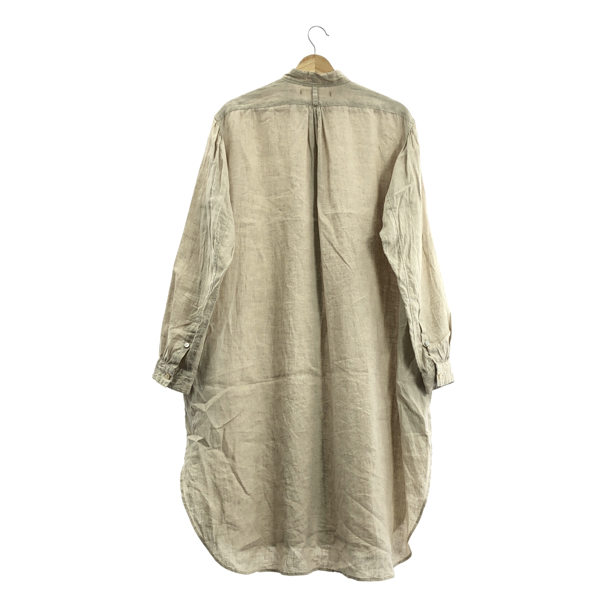 suzuki takayuki / スズキタカユキ リネン ギャザー ポケット付き バンドカラー シャツ ワンピース
