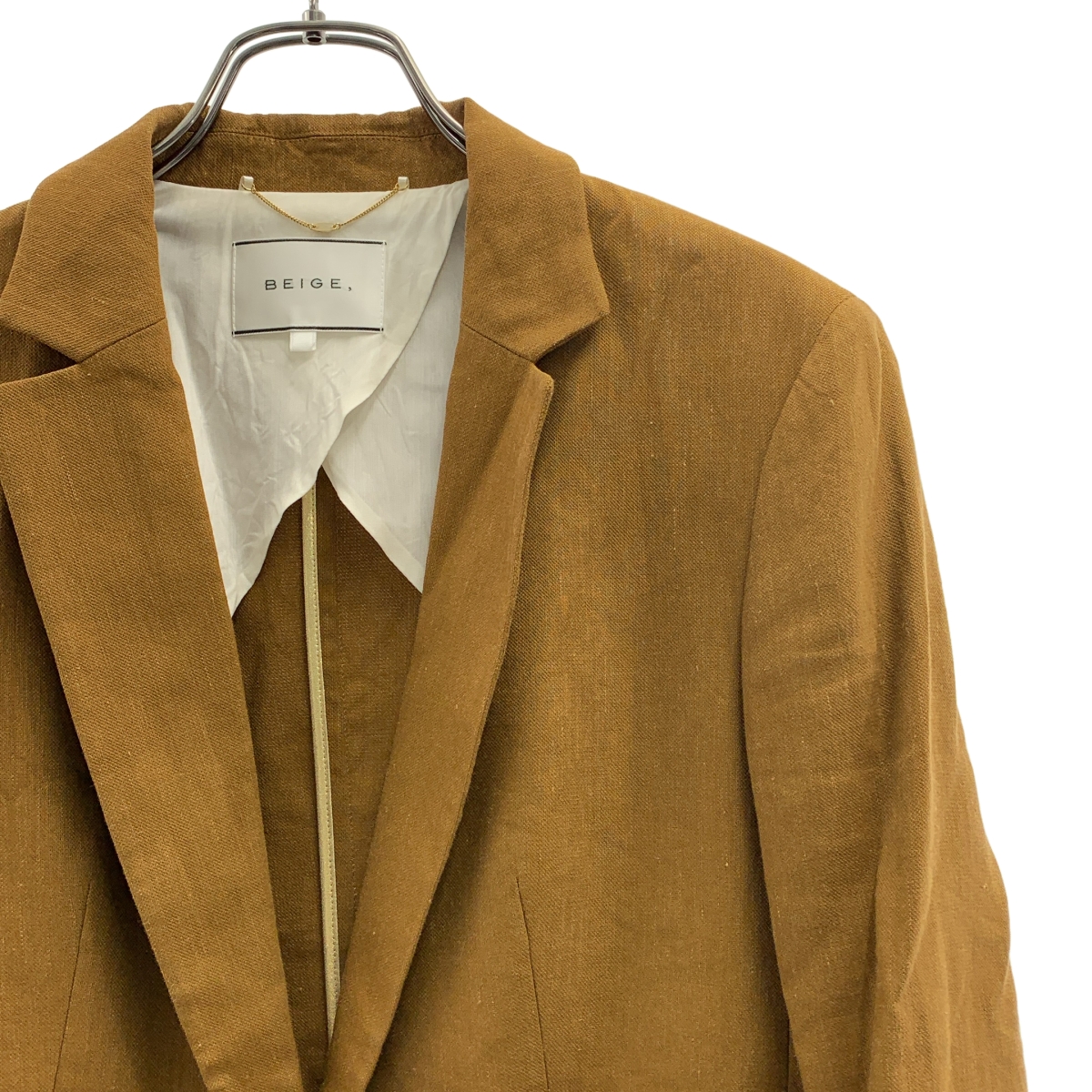 BEIGE， / ベイジ セットアップ レーヨン リネン シングルブレスト ジャケット / スリット パンツ