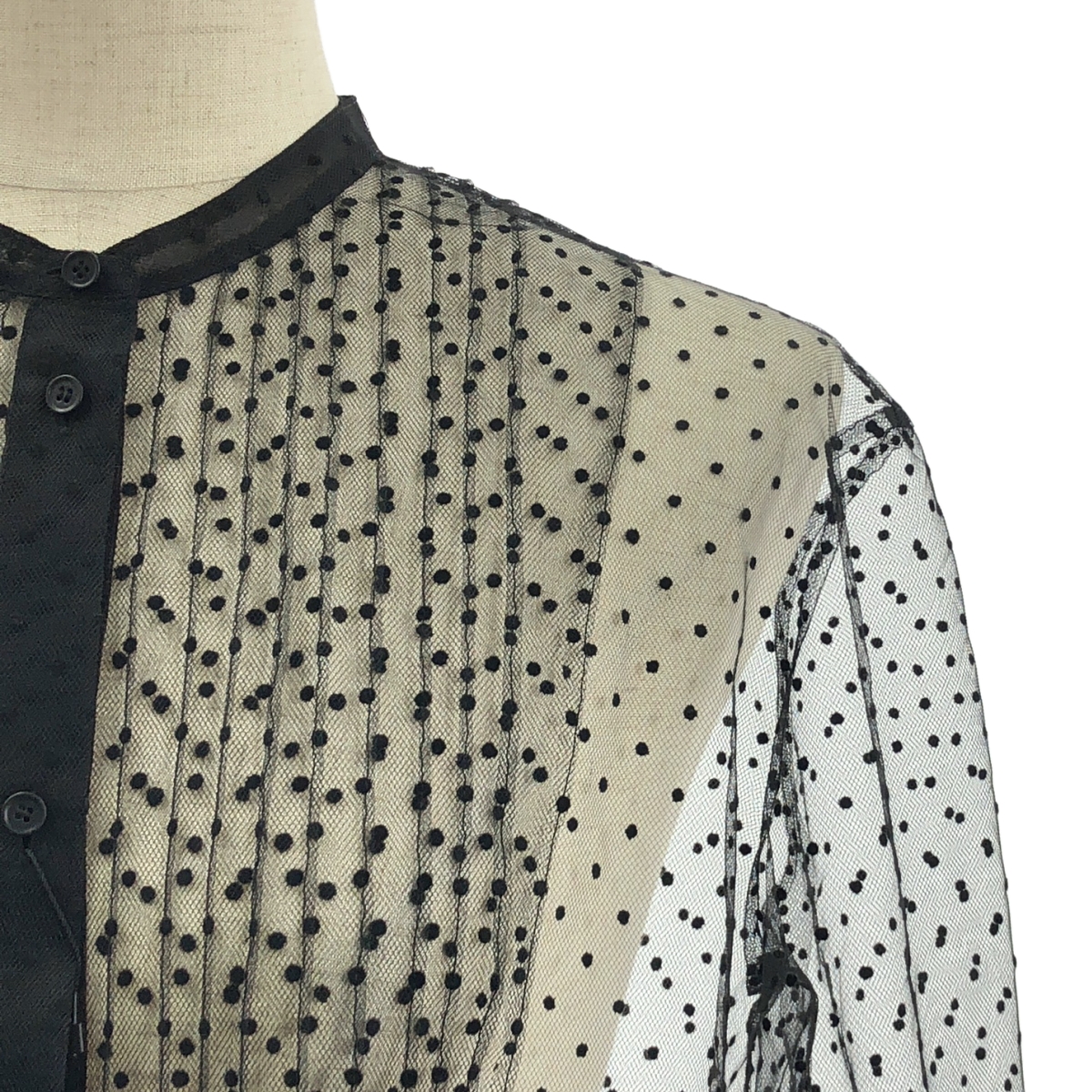 DES PRES / デプレ セットアップ チュール バンドカラー シャツ ブラウス / ウエストゴム スカート