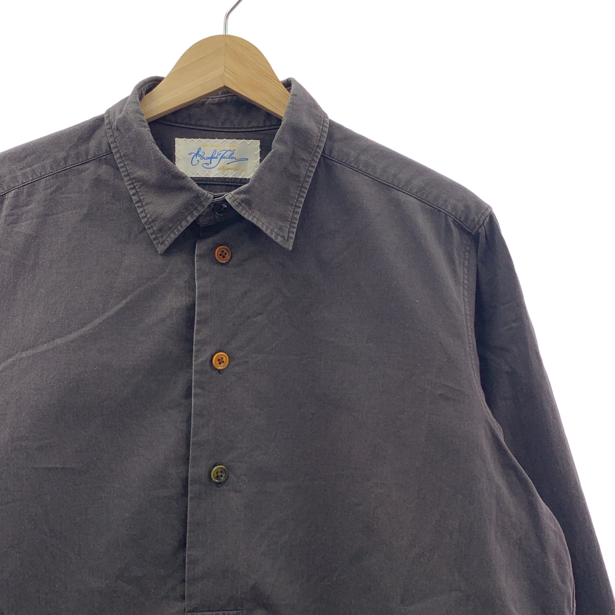 The crooked Tailor / ザクルーキッドテーラー ギャザースリーブ 襟付きプルオーバータイトシャツ