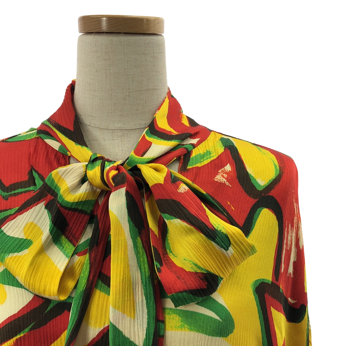 BALENCIAGA / バレンシアガ silk 100％ / シルク 総柄 タイ オーバー シャツ ブラウス