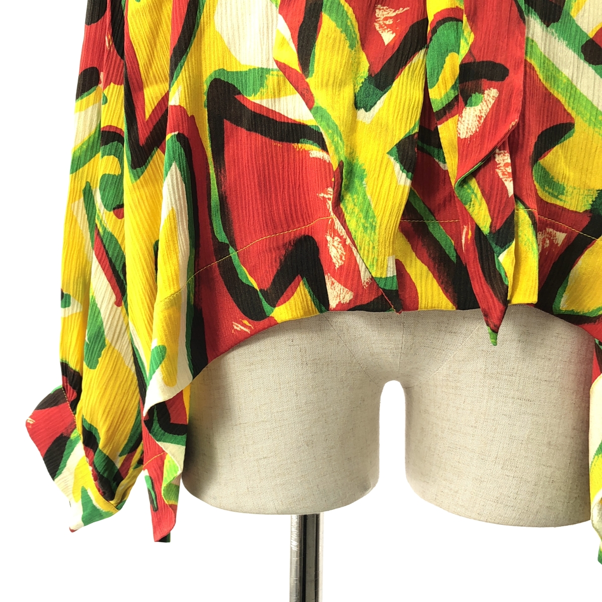 BALENCIAGA / バレンシアガ silk 100％ / シルク 総柄 タイ オーバー シャツ ブラウス