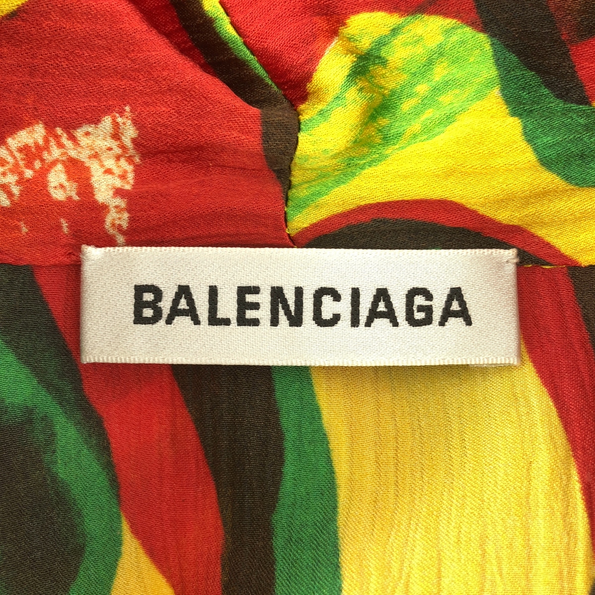 BALENCIAGA / バレンシアガ silk 100％ / シルク 総柄 タイ オーバー シャツ ブラウス