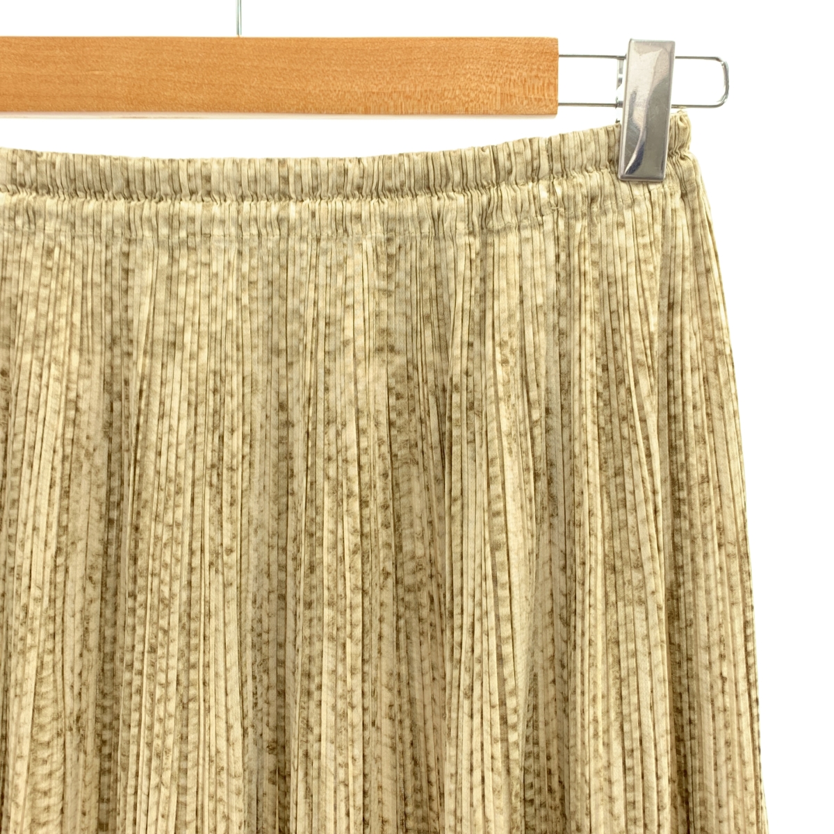 PLEATS PLEASE ISSEY MIYAKE / プリーツプリーズイッセイミヤケ プリーツ ケーブル編み 転写 プリント ロング スカート