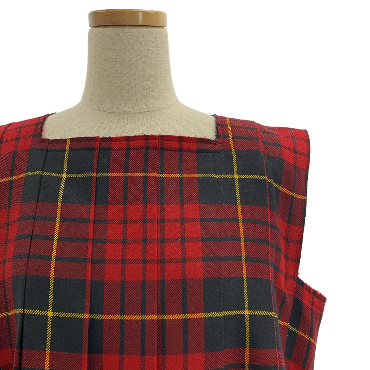 COMME des GARCONS / コムデギャルソン タータンチェック 断ち切り ボリューム ワンピース