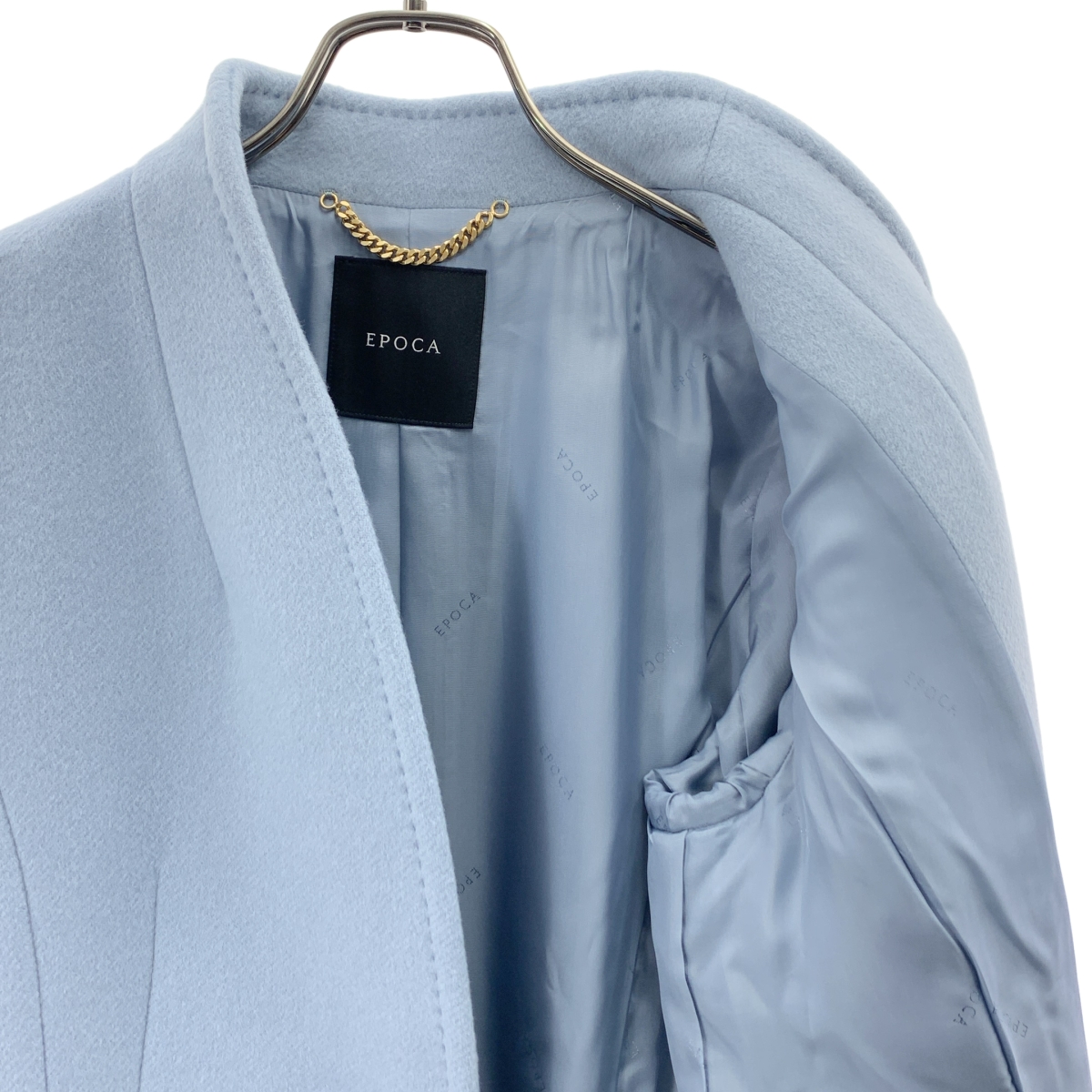 その他 ウール ノーカラー コート / ロゴ総裏地