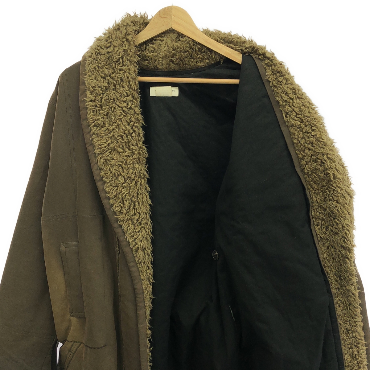 DRIES VAN NOTEN / ドリスヴァンノッテン レザーベルト付 ボア コート