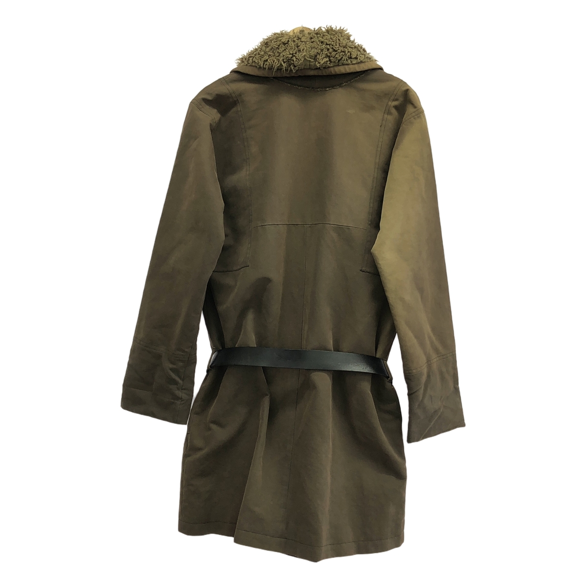 DRIES VAN NOTEN / ドリスヴァンノッテン レザーベルト付 ボア コート