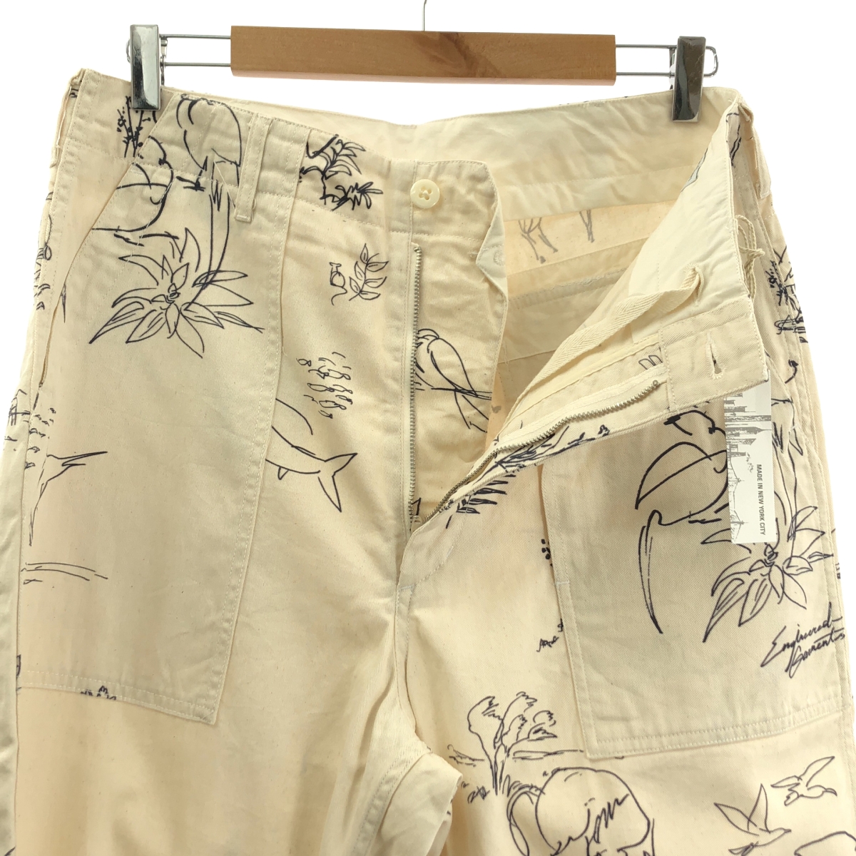 Engineered Garments / エンジニアドガーメンツ ANIMAL PRINT 6.5oz FLAT TWILL FATIGUE PANTS / 総柄 ドローストリング ベイカー ワイド パンツ