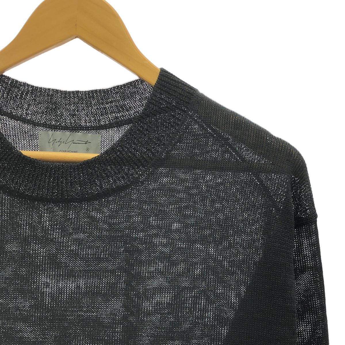 YOHJI YAMAMOTO POUR HOMME / ヨウジヤマモトプールオム 10G PLATED CROSSED PATTERN ROUND NECK EMBROIDERY KNIT 10G交差柄 プレーティング 刺しゅう 丸首 長袖 ニット