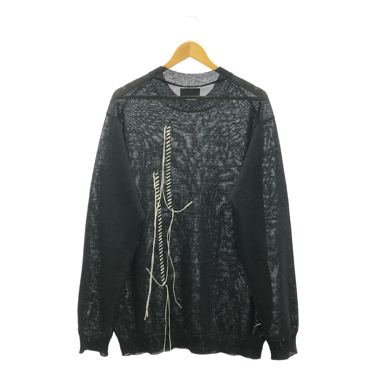 YOHJI YAMAMOTO POUR HOMME / ヨウジヤマモトプールオム 10G PLATED CROSSED PATTERN ROUND NECK EMBROIDERY KNIT 10G交差柄 プレーティング 刺しゅう 丸首 長袖 ニット
