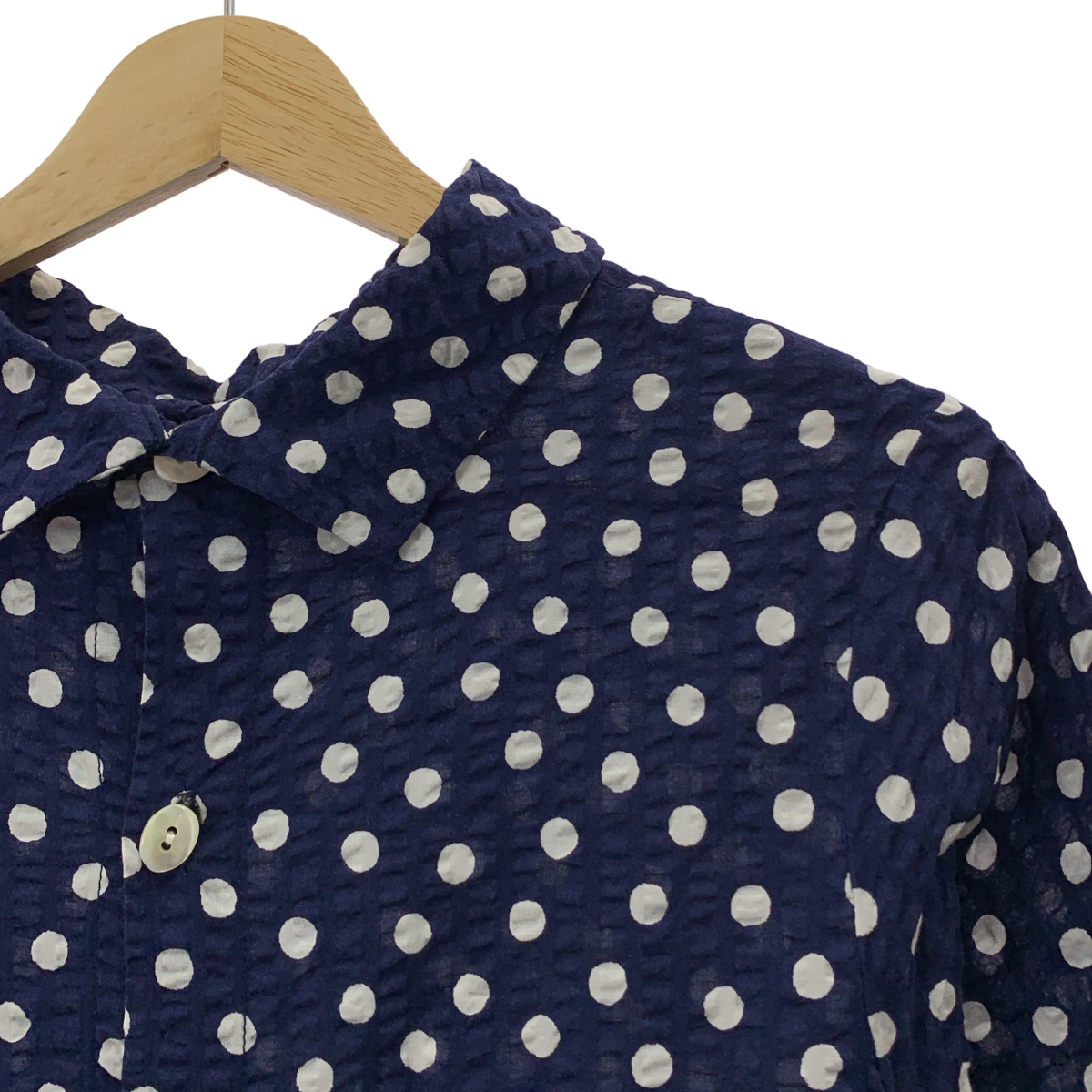 tricot COMME des GARCONS / トリココムデギャルソン ドット柄 コットン シアサッカー シャツワンピース
