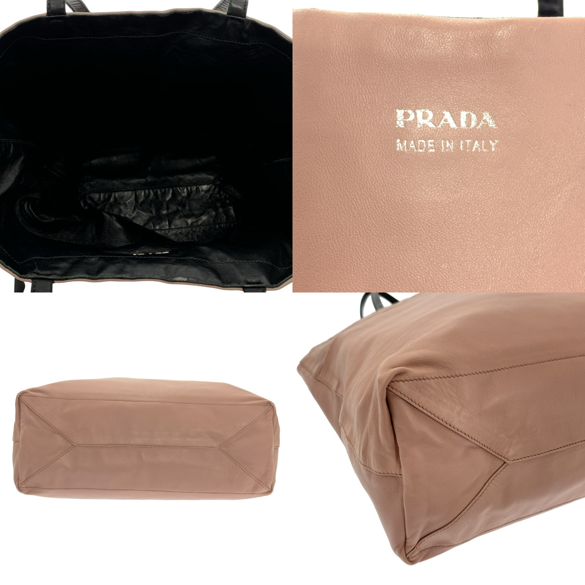 PRADA / プラダ リバーシブル レザー ロゴ ハンド トートバッグ