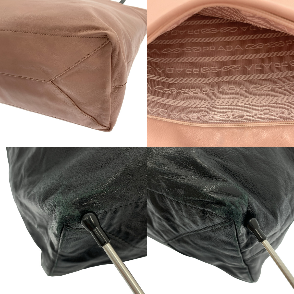 PRADA / プラダ リバーシブル レザー ロゴ ハンド トートバッグ