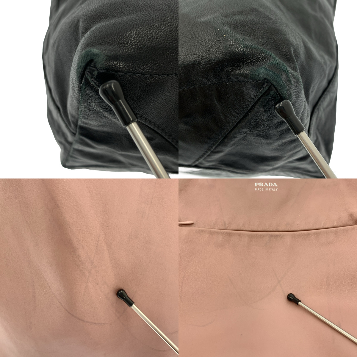 PRADA / プラダ リバーシブル レザー ロゴ ハンド トートバッグ