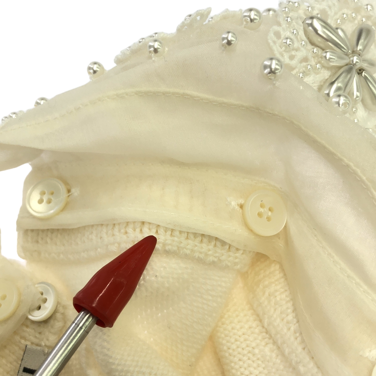 miu miu / ミュウミュウ ビジュー レース 襟 ウール ニット