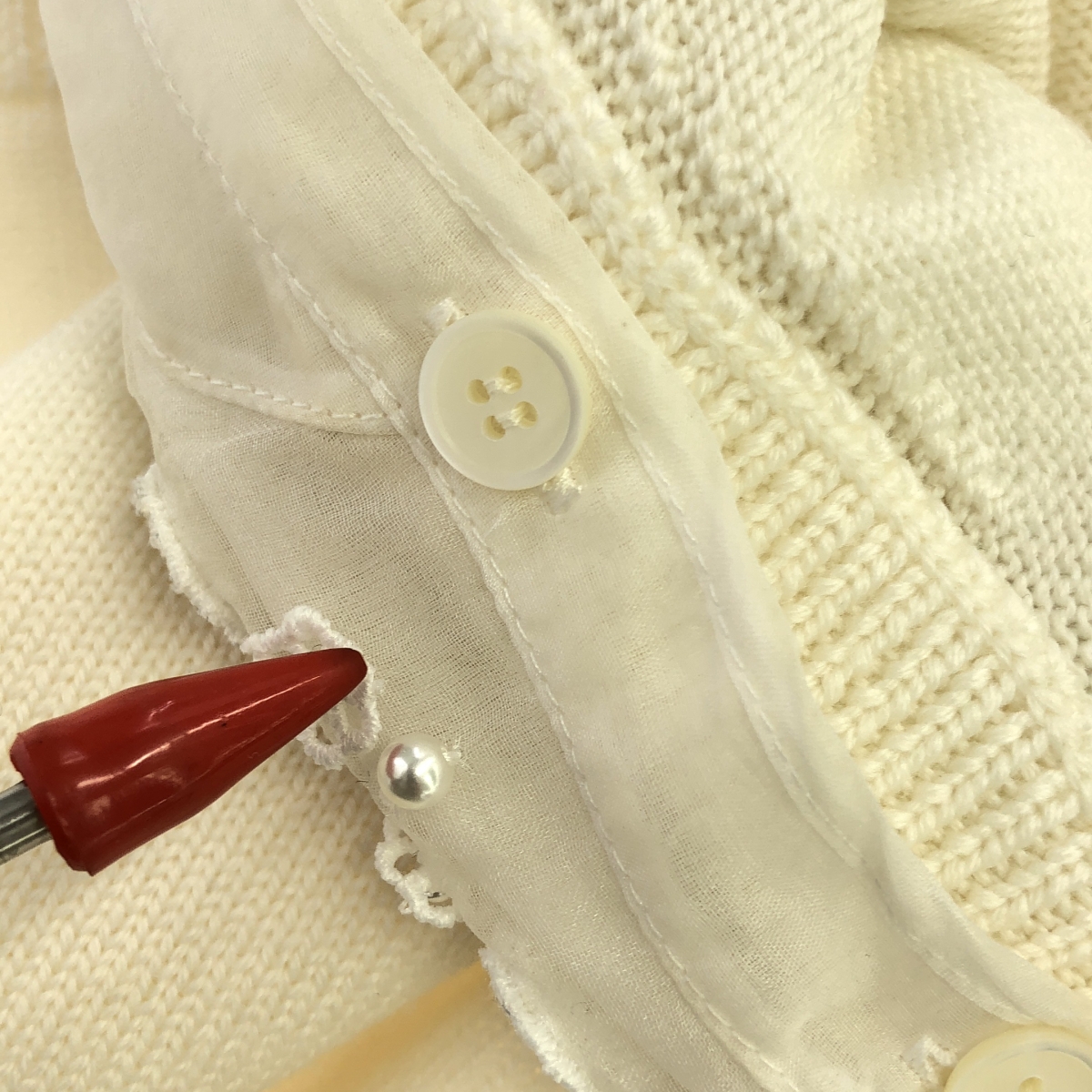 miu miu / ミュウミュウ ビジュー レース 襟 ウール ニット